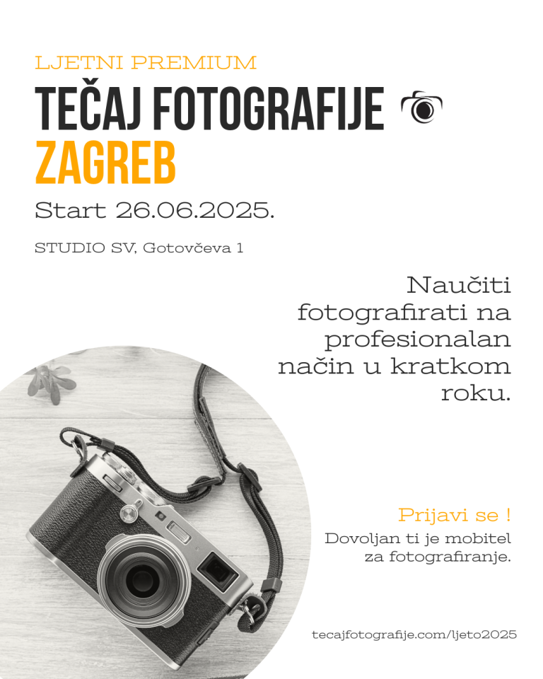 Tečaj fotografije Zagreb ljeto 2025